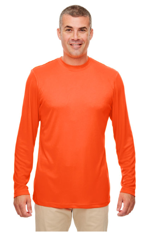 WalRose Custom Tees UltraClub Men's Cool & Dry Performance Long-Sleeve Top-Safety Orange 6XL