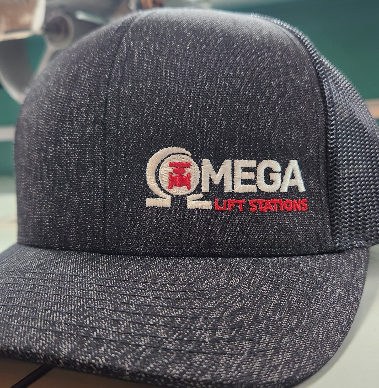 Custom Hat- Omega Lift Stations 110 HEATHER TRUCKER SNAPBACK CAP