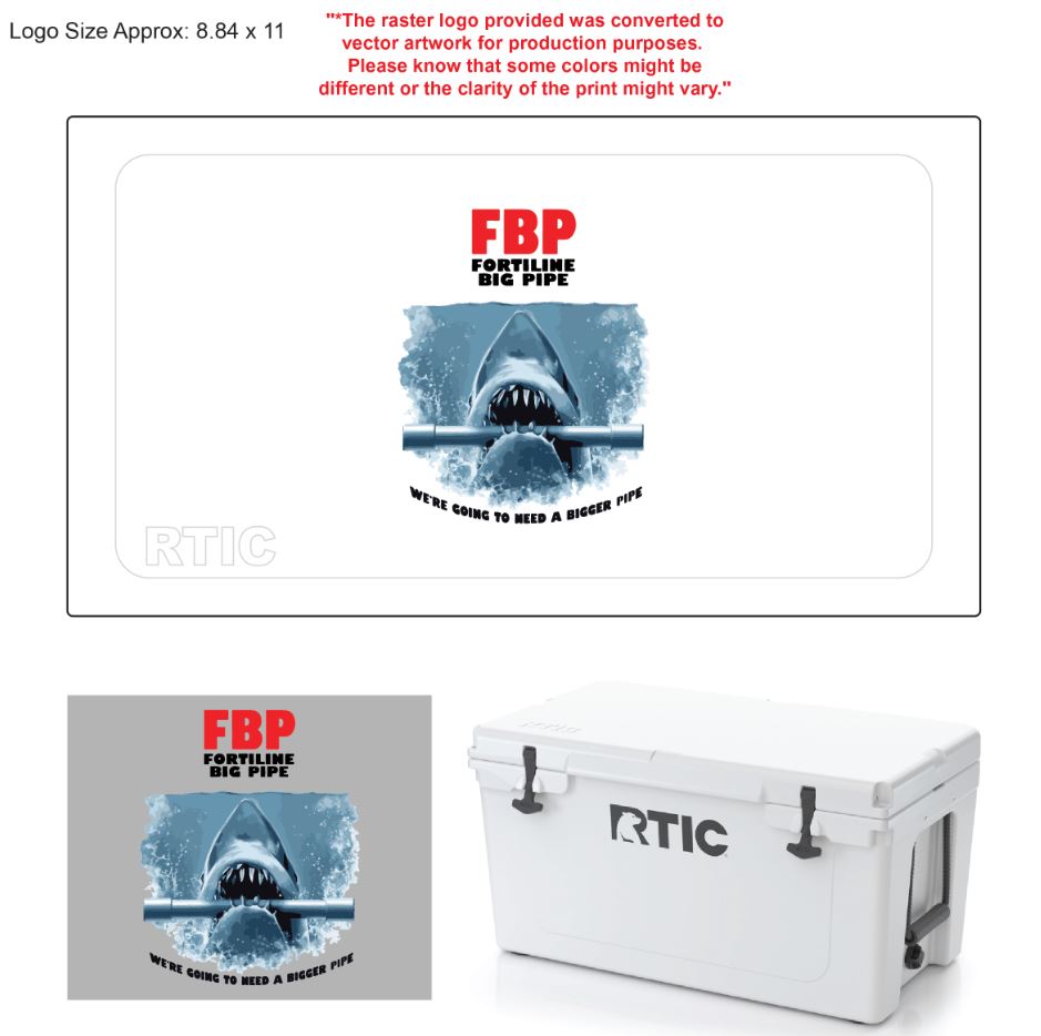Custom RTIC 65 Qt Hard Coolers- FBPG Jaws Logo