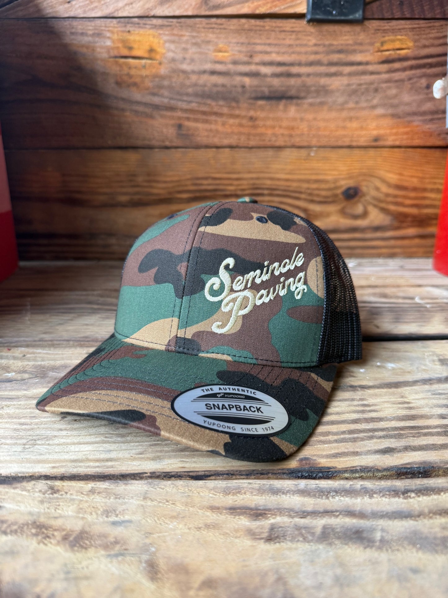 Seminole Paving - YP Classics Retro Trucker Cap - 6606 - Army Camo / Black
